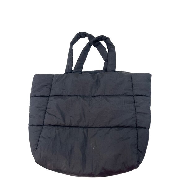 Primark Black Quilted Tote Bag With Snap Closure & Inner Pockets 10t - Picture 1 of 8